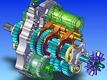 3D-model of sequential gearbox with a carrier of carbon clutch disks